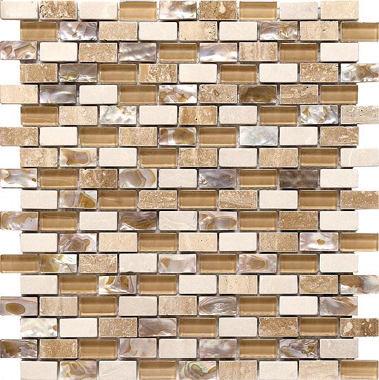 Brick Pattern- Mother Of Pearl, Mixed Stones & Glass